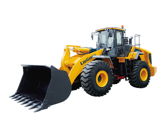 Yellow LiuGong wheel loader with large bucket, ideal for heavy construction tasks.