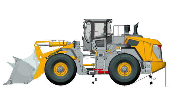 Side view of a Liugong wheel loader, highlighting its design and features for efficient construction work.