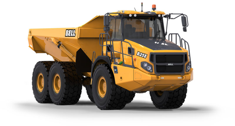 Sure! Here's a suggested alt text:Bell B25E articulated dump truck for efficient construction hauling.