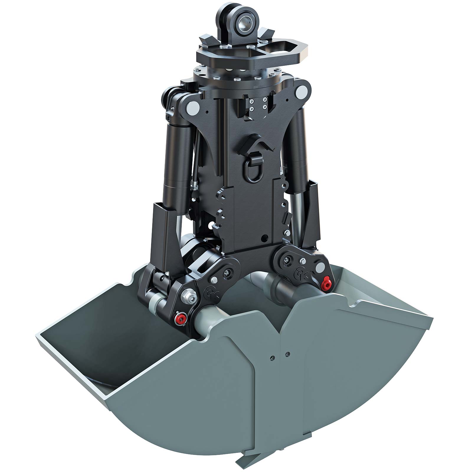 Excavator clamshell bucket attachment for construction digging efficiency. Perfect for heavy-duty tasks.