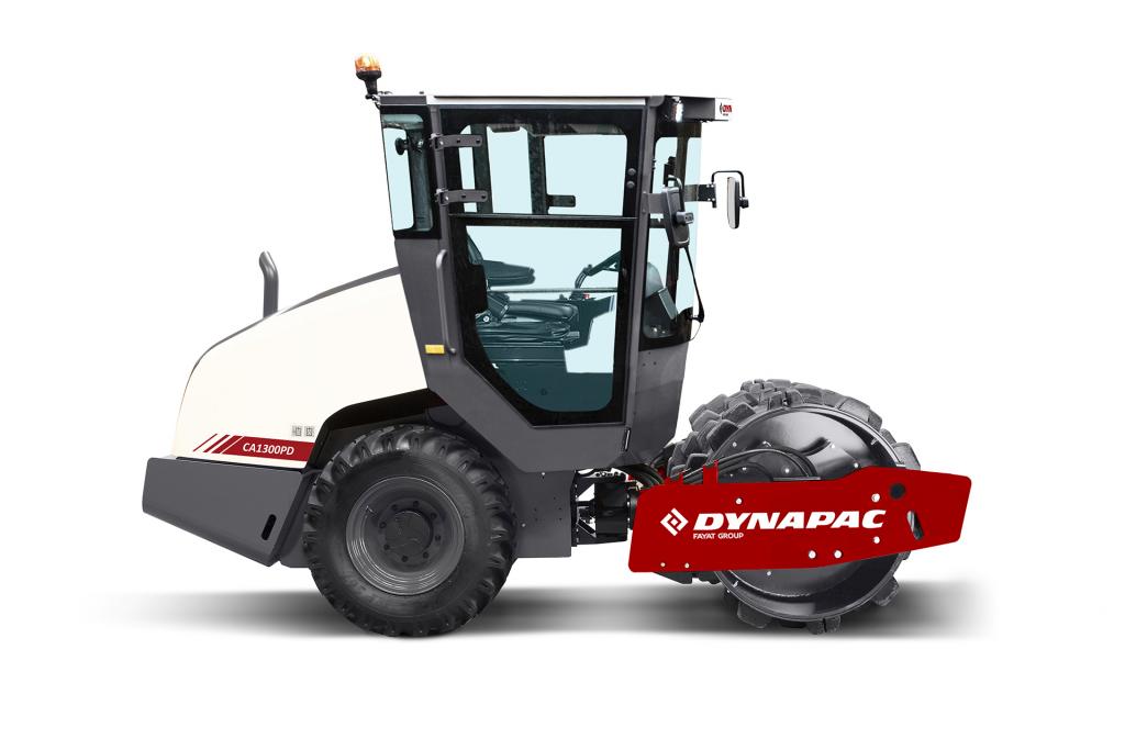 Dynapac CA1300PD soil compactor with cab, ideal for efficient road construction.