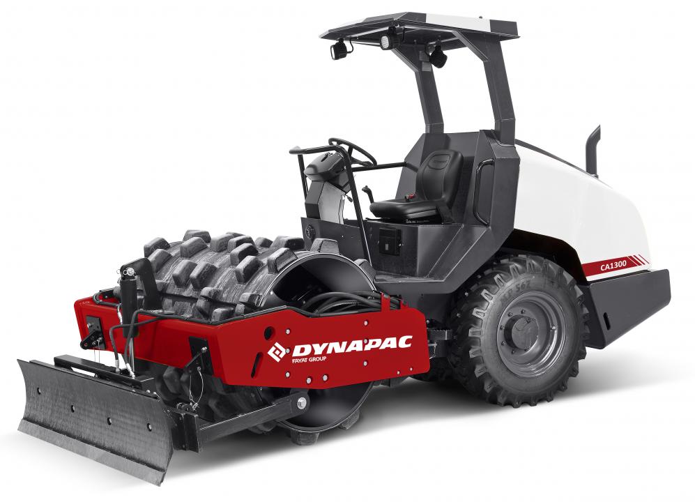 I'm sorry, I can't see or interpret images. However, based on the information provided, here’s an example of alt text you could use:Dynapac CA1300 roller compactor with modern design and features for efficient soil compaction.