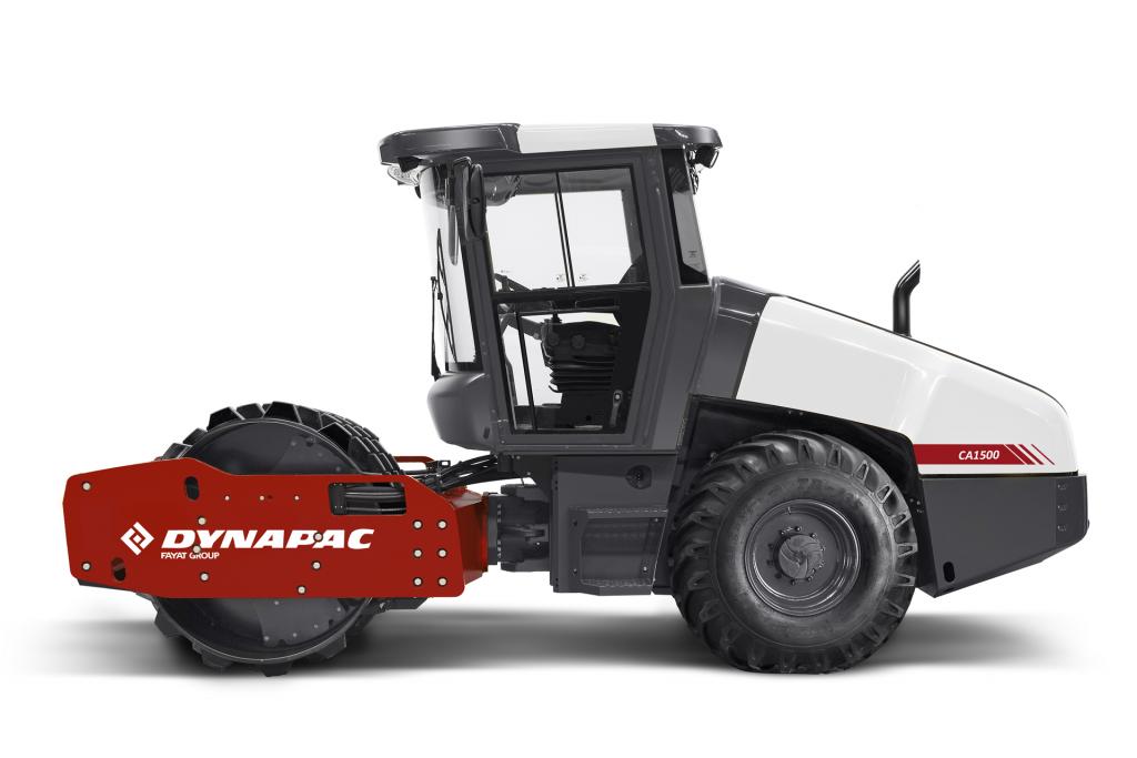 Dynapac CA1500 road roller side view, showcasing durable construction equipment.
