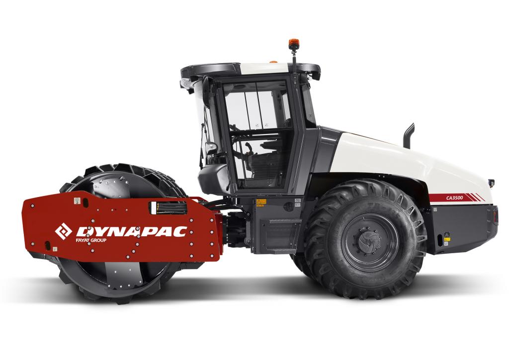 Dynapac CA3500 soil compactor, ideal for efficient earthmoving projects, showcasing its robust design and power.