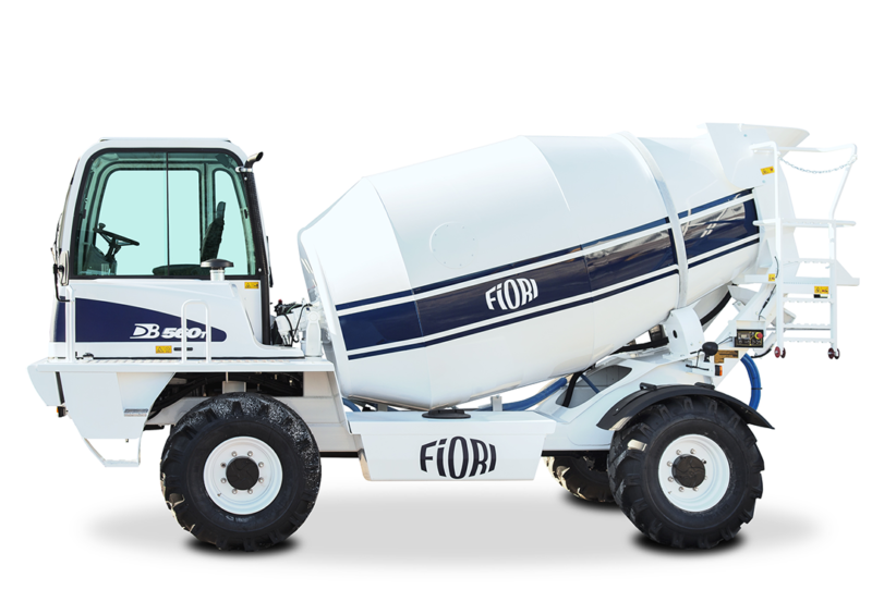 Fiori DB 560T self-loading concrete mixer, featuring robust design for efficient construction tasks.