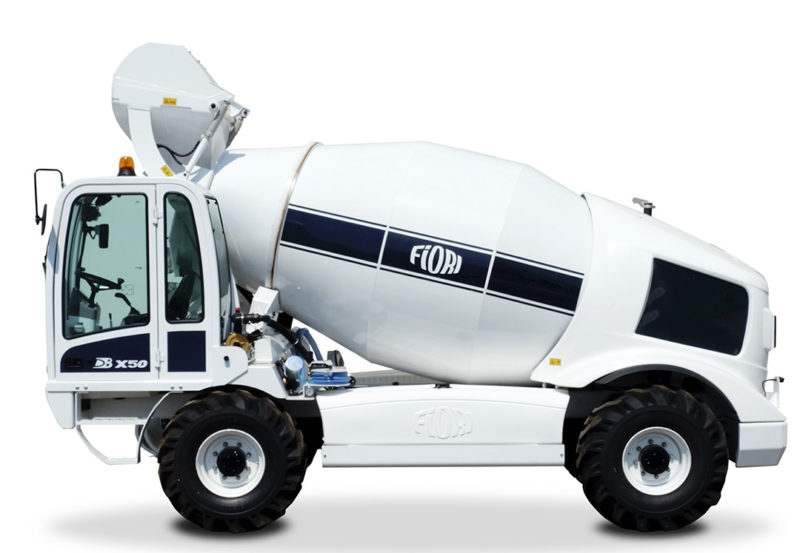 Self-loading concrete mixer from Fiori, model DB X50, designed for efficient construction projects.