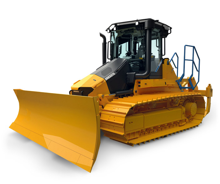 Yellow bulldozer by Dressta, ideal for construction projects, showcasing robust design and efficiency.