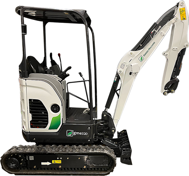 Compact Green Machine excavator gme320 for efficient small-scale digging tasks.